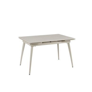 Išskleidžiamas valgomojo stalas REEF 120-180x80 cm, matinis šviesus travertinas, pilkos kojos 1