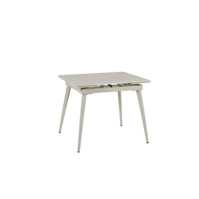 Išskleidžiamas valgomojo stalas REEF 90-140x70 cm, matinis šviesus travertinas, pilkos kojos 1