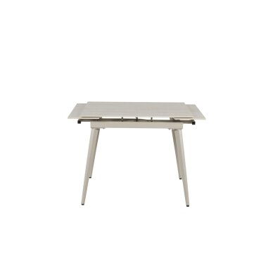 Išskleidžiamas valgomojo stalas REEF 90-140x70 cm, matinis šviesus travertinas, pilkos kojos 2 Išskleidžiamas valgomojo stalas REEF 90-140x70 cm, matinis šviesus travertinas, pilkos kojos 2