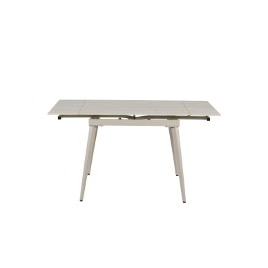 Išskleidžiamas valgomojo stalas REEF 90-140x70 cm, matinis šviesus travertinas, pilkos kojos 4