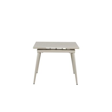 Išskleidžiamas valgomojo stalas REEF 90-140x70 cm, matinis šviesus travertinas, pilkos kojos