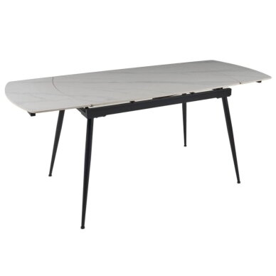 Išskleidžiamas valgomojo stalas VELA 110-170x75 cm, matinis baltas marmuras