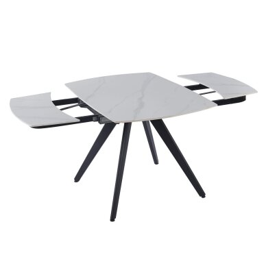 Išskleidžiamas valgomojo stalas VIGO 120-180x80 cm, matinis baltas marmuras 2