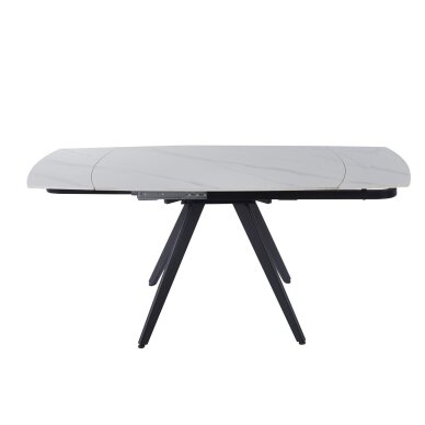 Išskleidžiamas valgomojo stalas VIGO 120-180x80 cm, matinis baltas marmuras