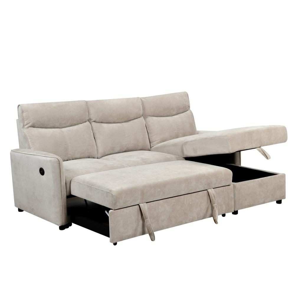 Kampinė sofa-lova LUMEN U, smėlio 5 Kampinė sofa-lova LUMEN U, smėlio 5