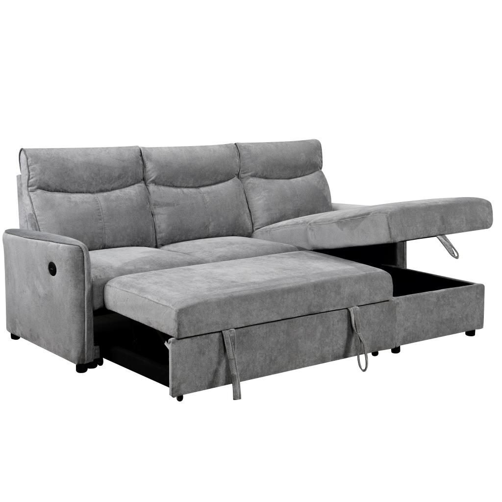 Kampinė sofa-lova LUMEN U, šviesiai pilka 5