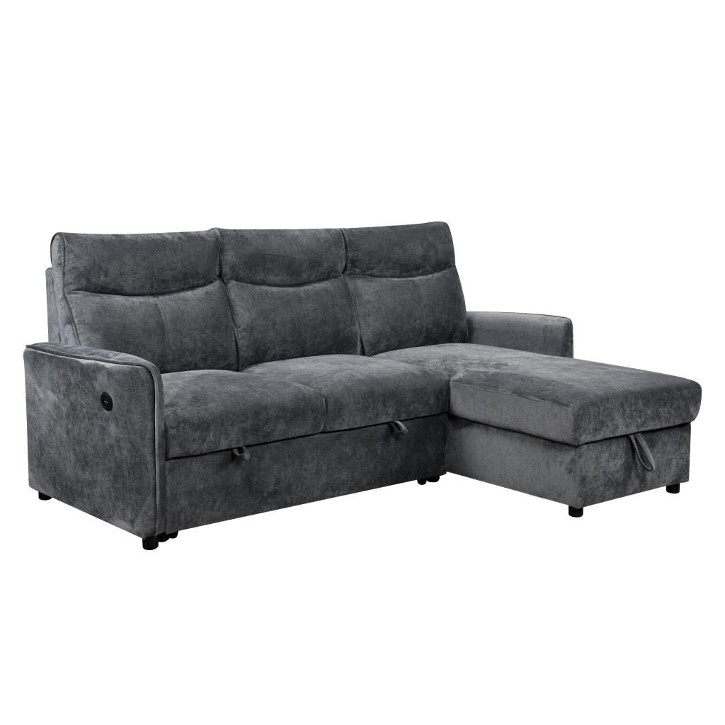 Kampinė sofa-lova LUMEN U, tamsiai pilka 1 Kampinė sofa-lova LUMEN U, tamsiai pilka 1
