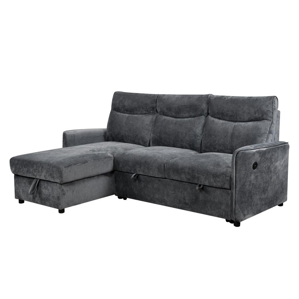 Kampinė sofa-lova LUMEN U, tamsiai pilka