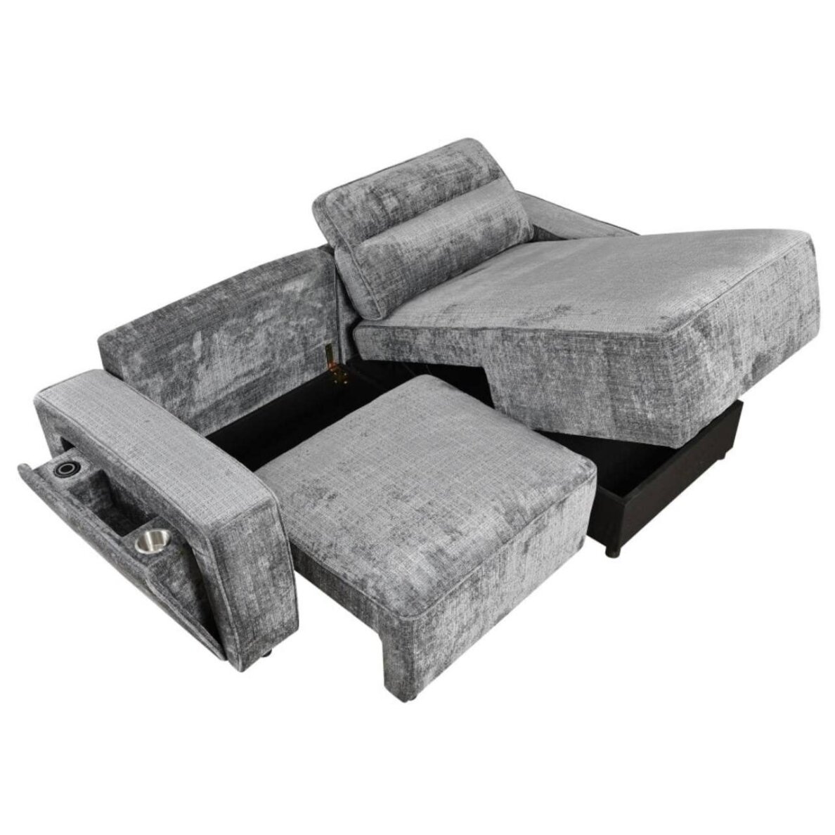 Kampinė sofa-lova RUFUS, tamsiai pilka 2 Kampinė sofa-lova RUFUS, tamsiai pilka 2