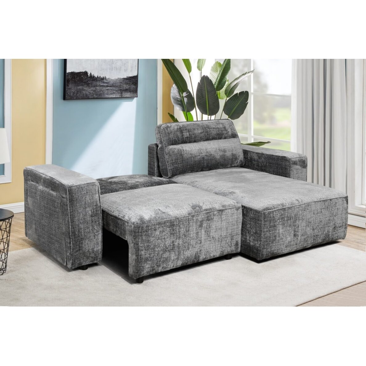 Kampinė sofa-lova RUFUS, tamsiai pilka 4 Kampinė sofa-lova RUFUS, tamsiai pilka 4