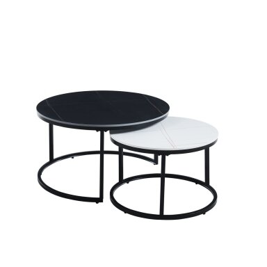 Kavos staliukas (juoda + balta) 80 + 60