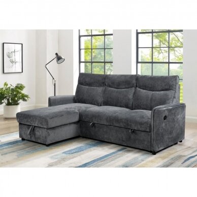 Kampinė sofa LUMEN U tamsiai pilka