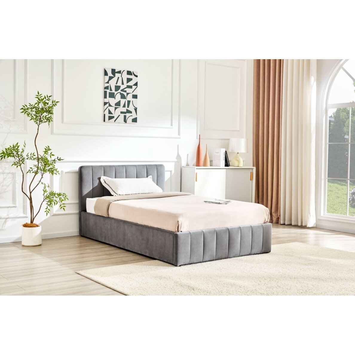 Lova tapicerowane 120x200 aksomas pilki Riviera 91 4