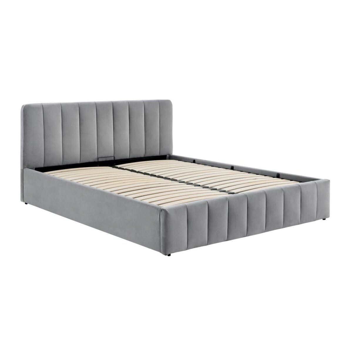 Lova tapicerowane 160x200 aksomas pilki Riviera 91