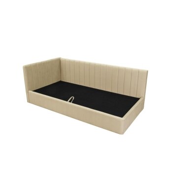 Lova su patalynės dėže OLVIA 90x200 cm, smėlio, kairinė