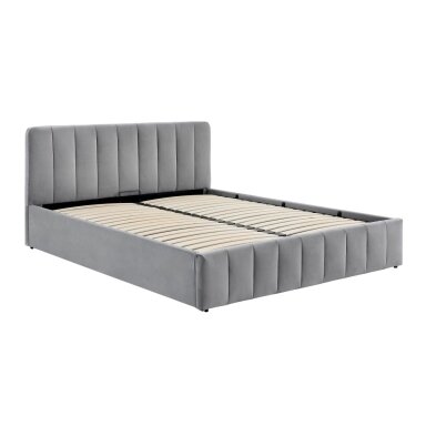 Lova tapicerowane 160x200 aksomas pilki Riviera 91