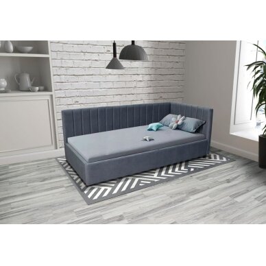 Lova su patalynės dėže OLVIA 90x200 cm, tamsiai pilka, dešininė 5 Lova su patalynės dėže OLVIA 90x200 cm, tamsiai pilka, dešininė 5
