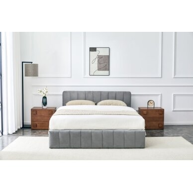 Lova tapicerowane 160x200 aksomas pilki Riviera 91 3