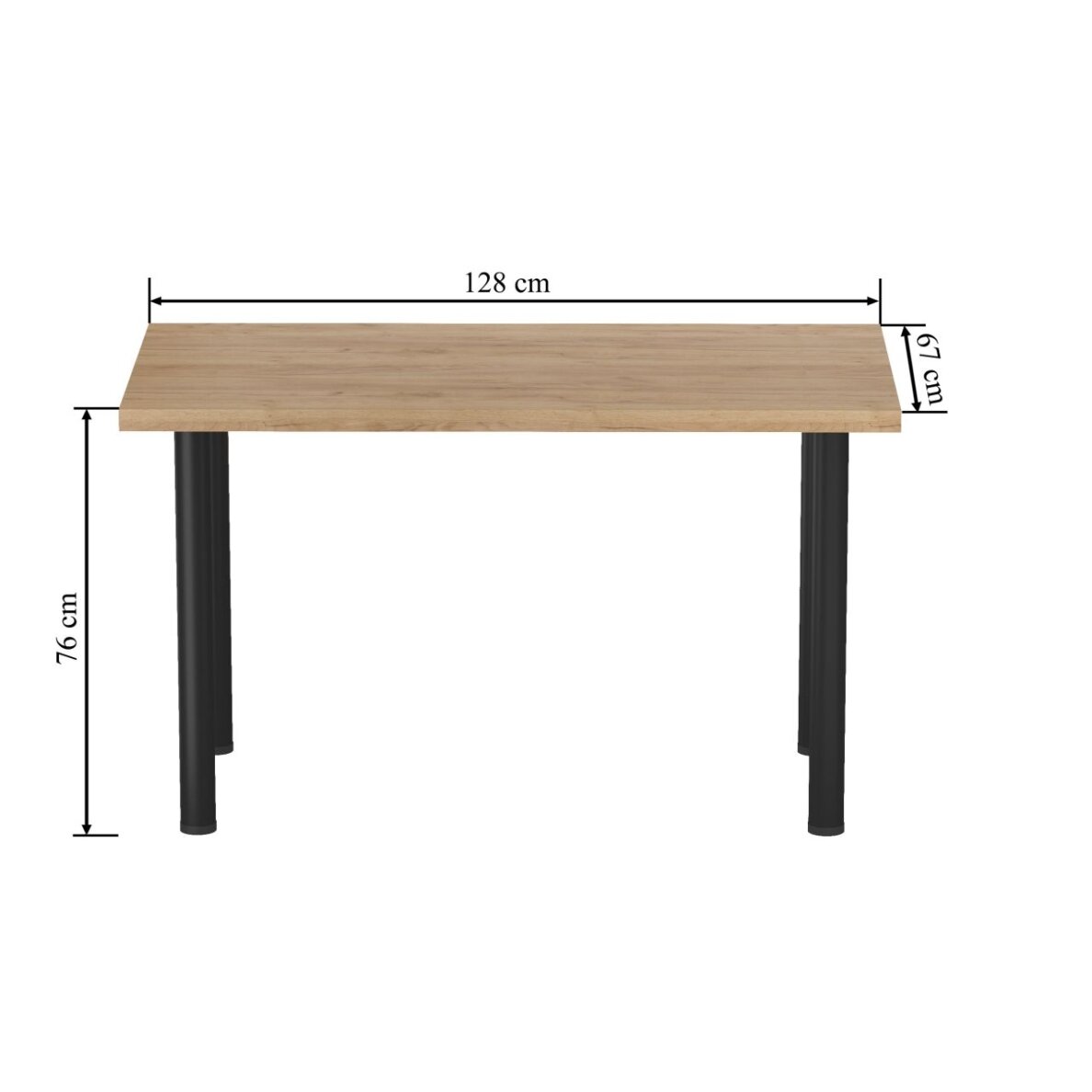 Stalas (auksinis amatininko ąžuolas + kojos I juodas mat) 67x128 1