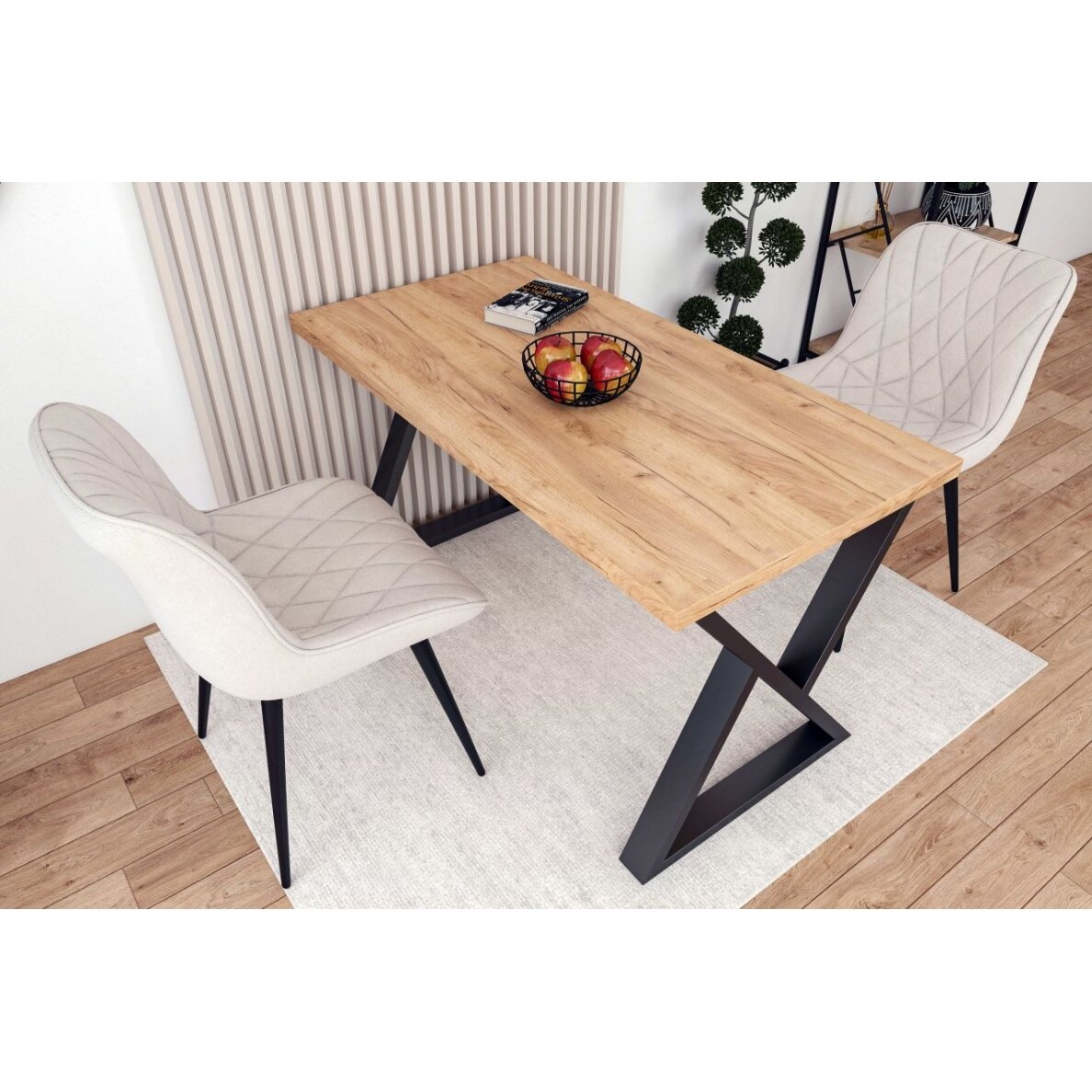 Stalas (auksinis amatininko ąžuolas + kojos X60) 67x128 2 Stalas (auksinis amatininko ąžuolas + kojos X60) 67x128 2