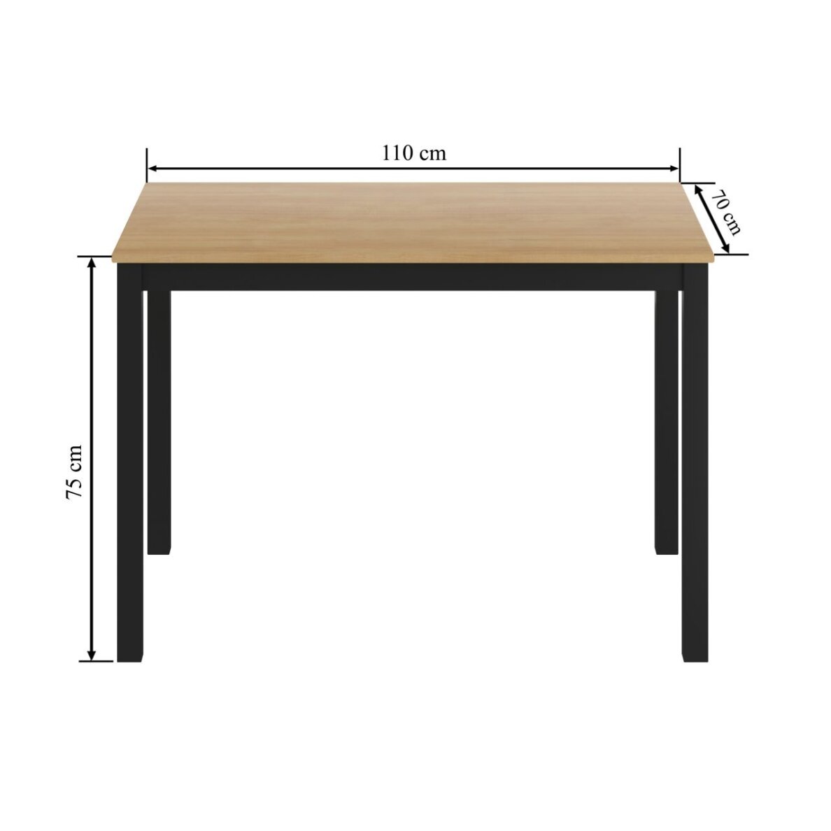Stalas drewniany 70x110 - natūralus ąžuolas + juodas 1