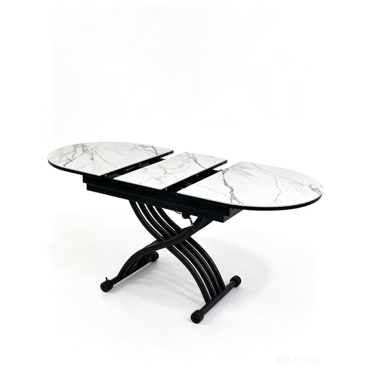 Stalas transformeris BREMEN 120-150x75 cm, balta su auksu 2
