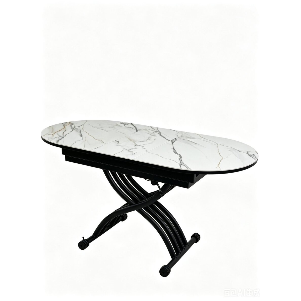 Stalas transformeris BREMEN 120-150x75 cm, balta su auksu
