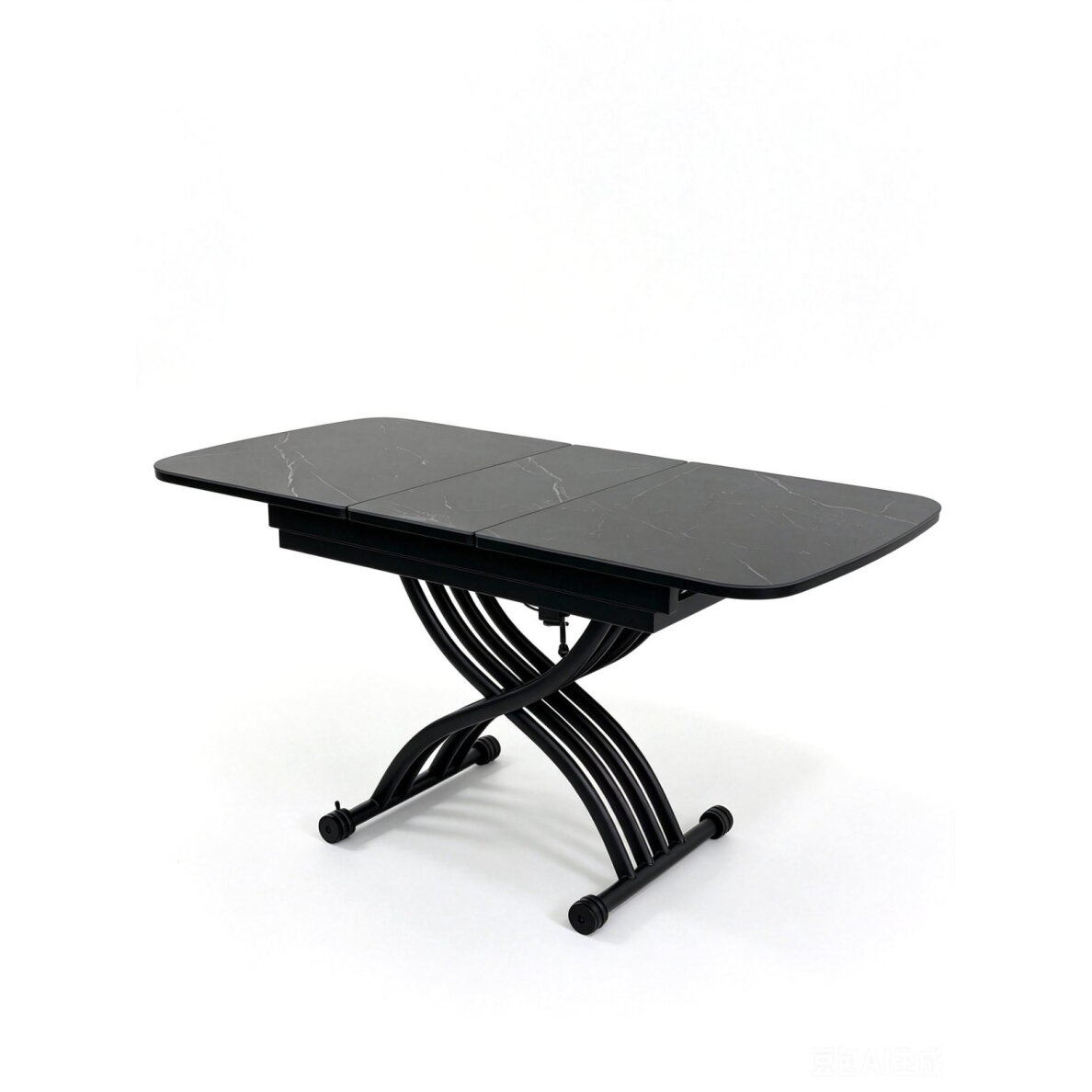 Stalas transformeris MILAN 120-150x75 cm, matinė juoda 4 Stalas transformeris MILAN 120-150x75 cm, matinė juoda 4