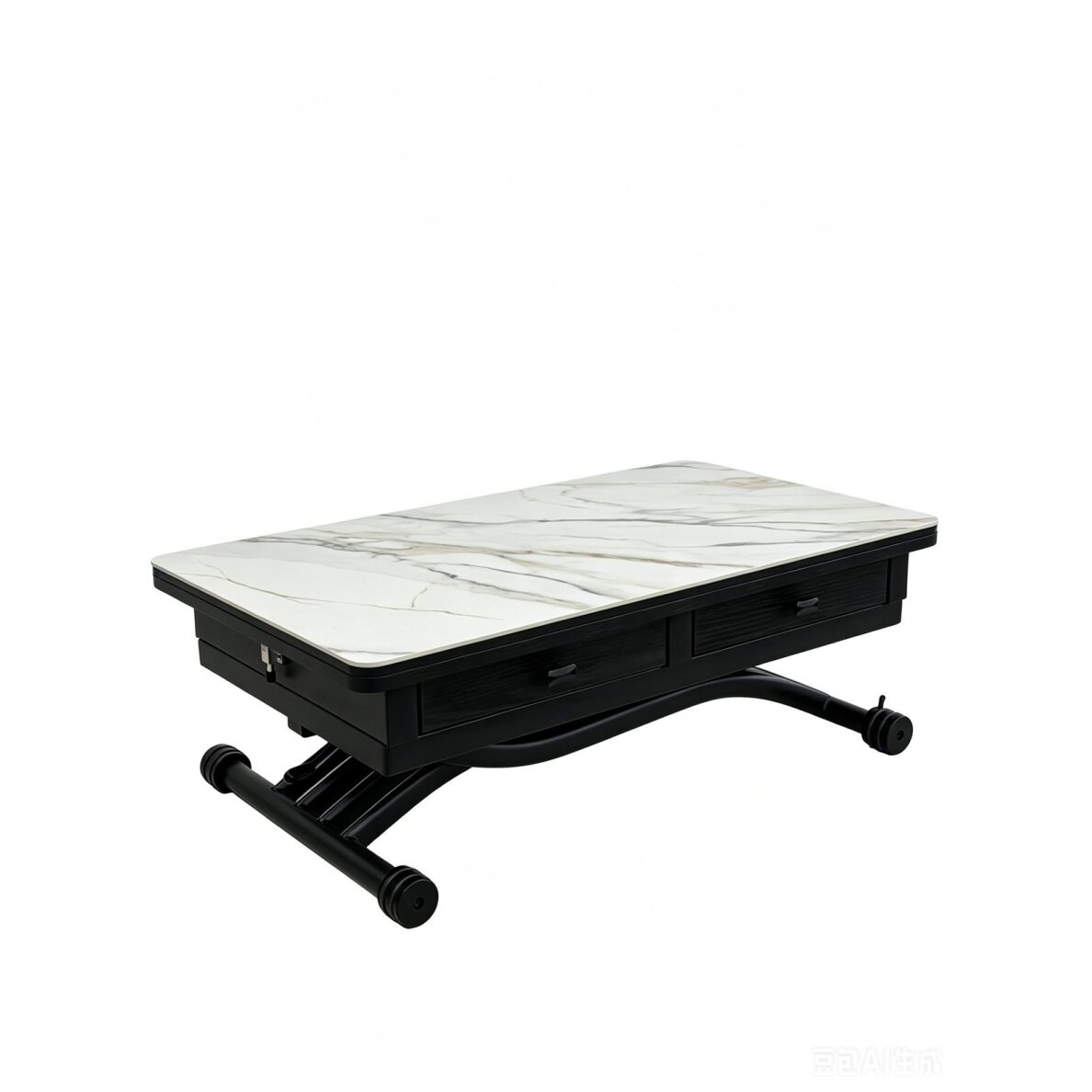 Stalas transformeris NANT 100x57-114 cm, balta su auksu 1