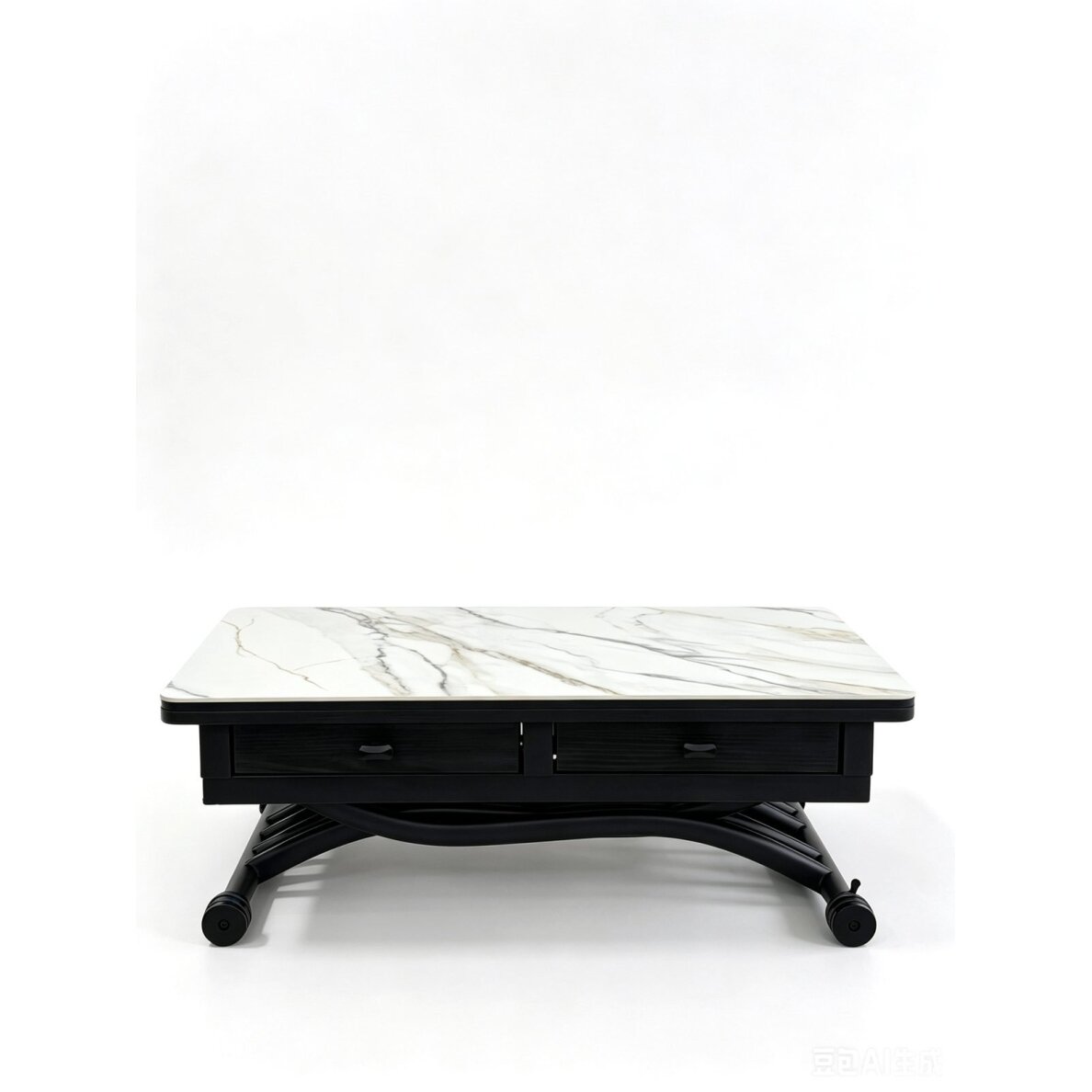 Stalas transformeris NANT 100x57-114 cm, balta su auksu 2
