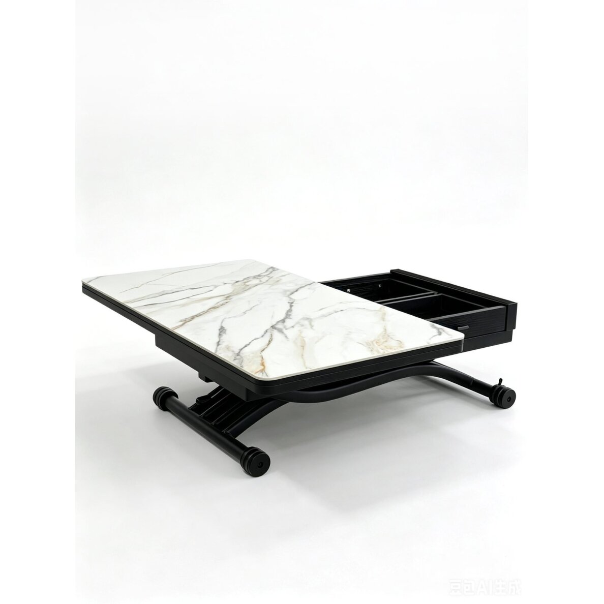 Stalas transformeris NANT 100x57-114 cm, balta su auksu 4