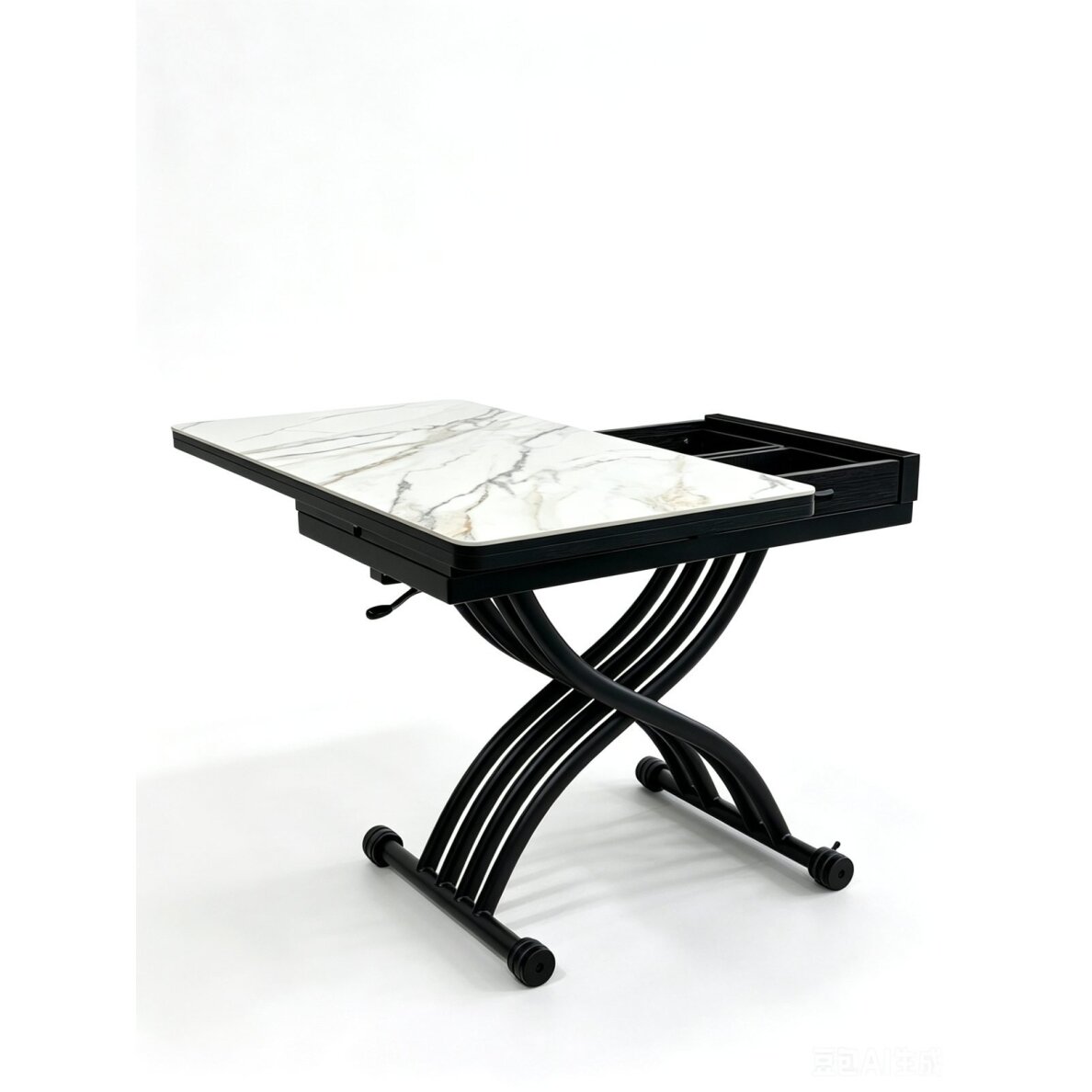 Stalas transformeris NANT 100x57-114 cm, balta su auksu Stalas transformeris NANT 100x57-114 cm, balta su auksu