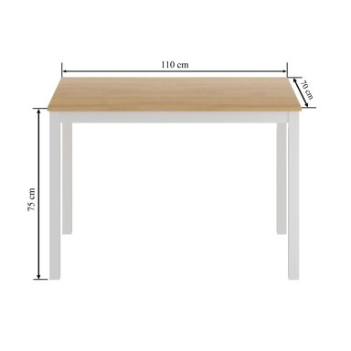 Stalas drewniany 70x110 - natūralus ąžuolas + baltas