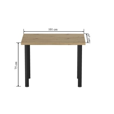 Stalas (amatininko ąžuolas + kojos I juodas mat) 67x101 1 Stalas (amatininko ąžuolas + kojos I juodas mat) 67x101 1