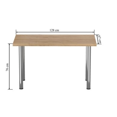 Stalas (auksinis amatininko ąžuolas + kojos I chromas) 67x128 4 Stalas (auksinis amatininko ąžuolas + kojos I chromas) 67x128 4