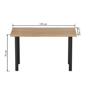 Stalas (auksinis amatininko ąžuolas + kojos I juodas mat) 67x128 1