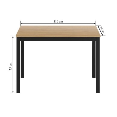 Stalas drewniany 70x110 - natūralus ąžuolas + juodas 1 Stalas drewniany 70x110 - natūralus ąžuolas + juodas 1