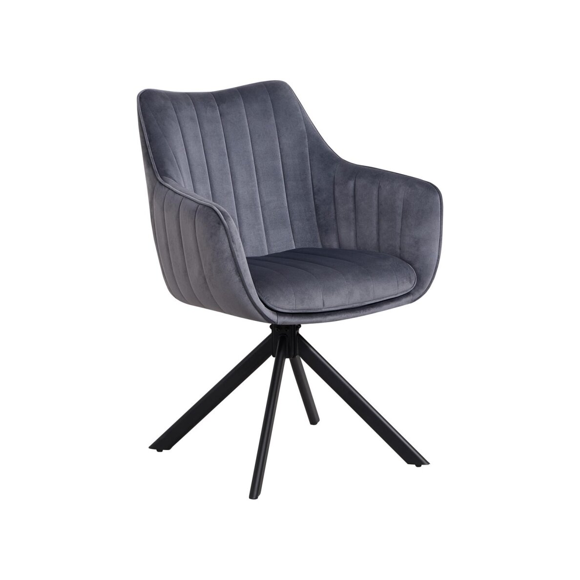Sukama kėdė su porankiais ASTON VELVET, pilka, veliūrinė 1
