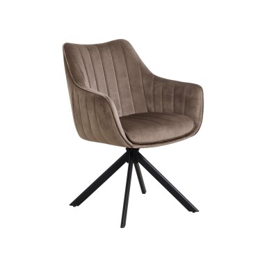 Sukama kėdė su porankiais ASTON VELVET, ruda, veliūrinė