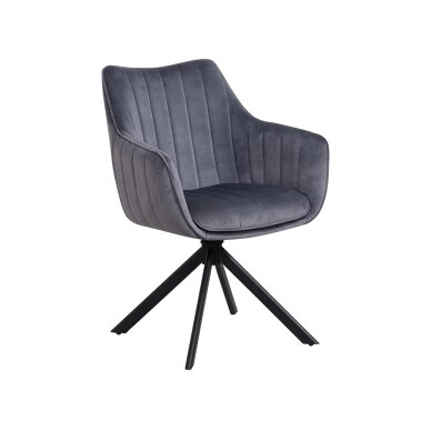 Sukama kėdė su porankiais ASTON VELVET, pilka, veliūrinė 1 Sukama kėdė su porankiais ASTON VELVET, pilka, veliūrinė 1