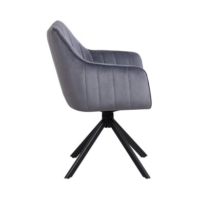 Sukama kėdė su porankiais ASTON VELVET, pilka, veliūrinė 2