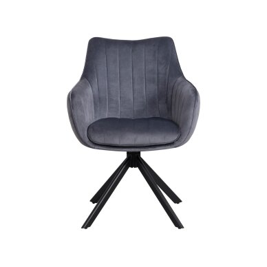 Sukama kėdė su porankiais ASTON VELVET, pilka, veliūrinė