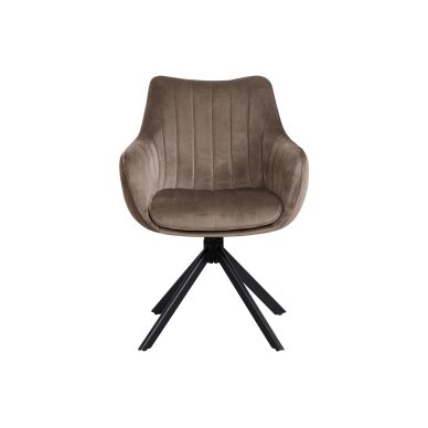 Sukama kėdė su porankiais ASTON VELVET, ruda, veliūrinė