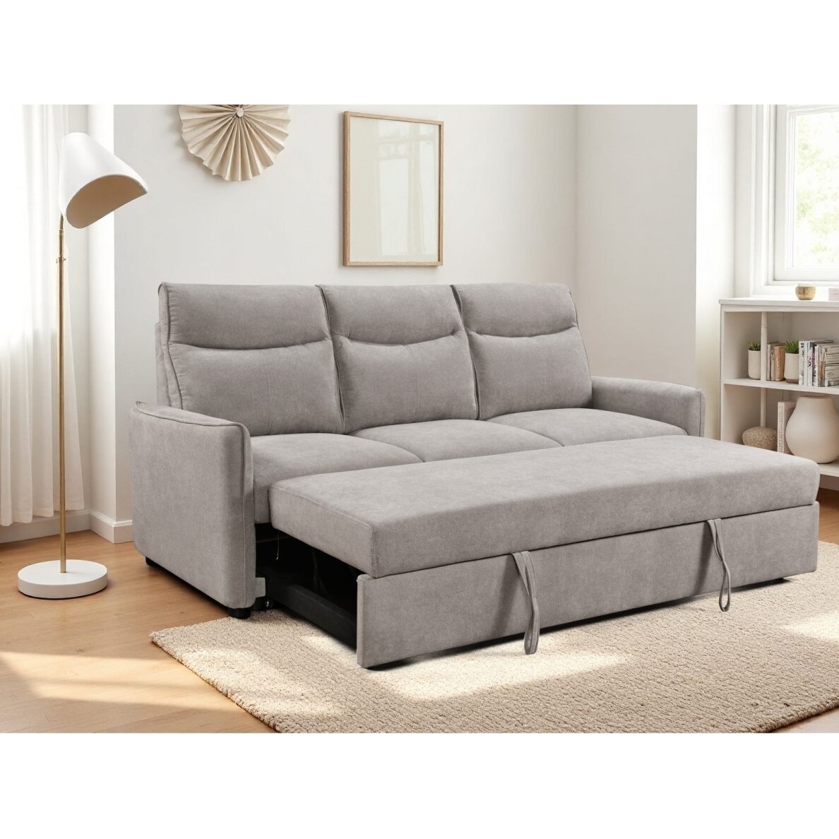 Trivietė sofa-lova LUMEN, šviesiai pilka 5