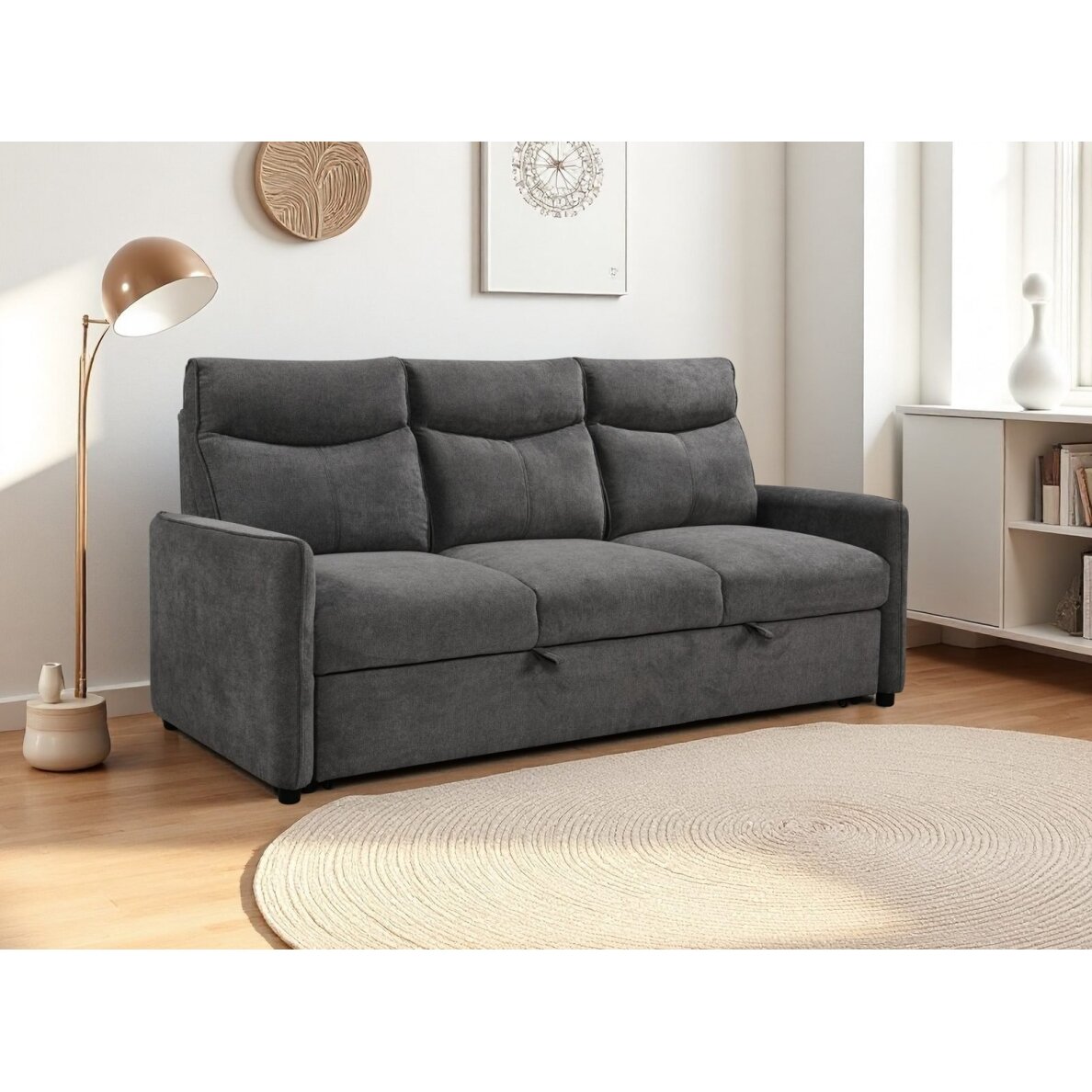 Trivietė sofa-lova LUMEN, tamsiai pilka 4